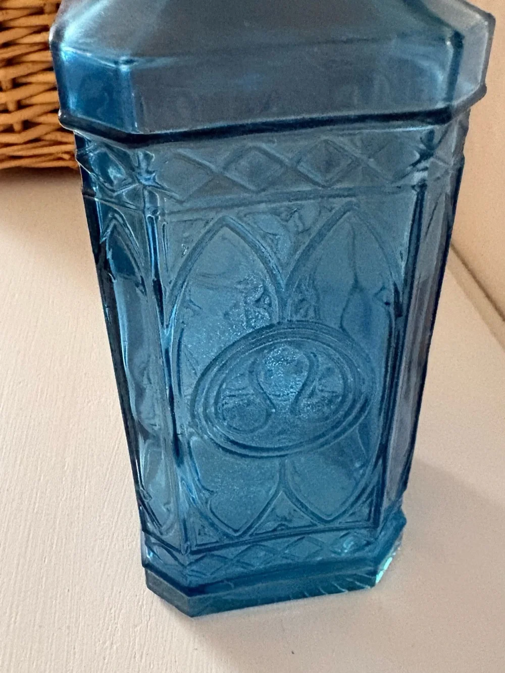Blue Decorative Glass Bottle with Cork - Home Accents